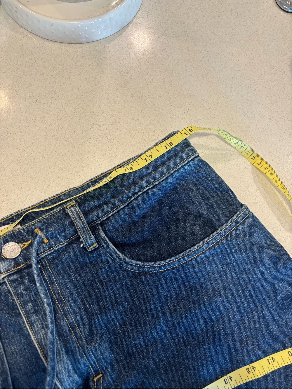 Lisa says gah! Dark Blue Denim Mini Skirt with Waist Tie - Picture 6 of 6